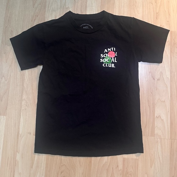 Anti Social Social Club Rose Floral Logo T-Shirt Black Size S - Picture 3 of 4